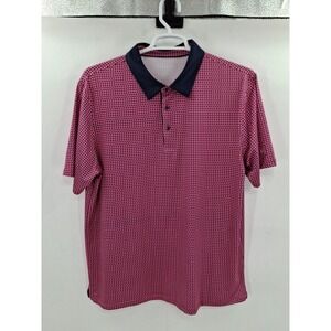 Maelreg Performance Polo Golf Shirt Mens XL Blue Pink Geometric Wicking Stretch‎
